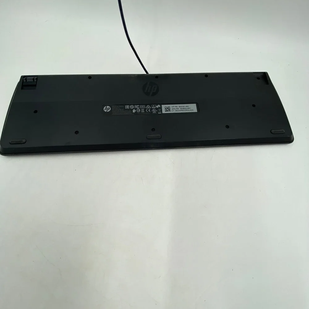 HP Wired USB Keyboard Black 803181-001 Full Size with Keypad Tested Missing Foot